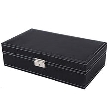 Load image into Gallery viewer, SONGMICS Black Jewelry Box, 8-Slot Watch Organizer, Storage Case with Lock and Mirror UJWB41B