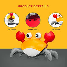 Load image into Gallery viewer, ZONICE Orange Crawling Crab Baby Toy with Music and LED Light Up for Kids, Toddler Interactive Learning Development Toy with Automatically Avoid Obstacles, Build in Rechargeable Battery