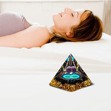 Load image into Gallery viewer, MXiiXM Orgone Pyramid for Positive Energy, Amethyst Crystal Ball Orgone Pyramid, Protection Crystals Energy Generator for Stress Reduce Healing Meditation Attract Wealth Lucky (Seed of Life)