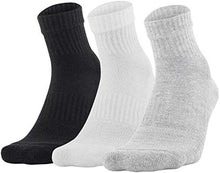 Load image into Gallery viewer, Under Armour Adult Cotton Quarter Socks, Multipairs , True Gray Heather Assorted 2 (3-Pairs) , Large