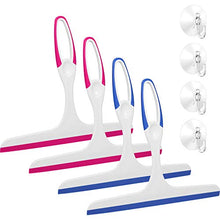 Load image into Gallery viewer, 4 Pack Shower Squeegee, Rubber Glass Shower Door Squeegee with 4 Shower Hooks, Hand Held Shower Door Squeegee with Hanging Hole Squeegee for Car Windows, Shower Glass Door, Windows