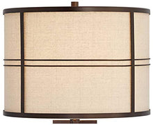 Load image into Gallery viewer, Elias Modern Industrial Table Lamp with Nightlight Oil Rubbed Bronze Off White Oatmeal Drum Shade for Living Room Bedroom Bedside Nightstand Office - Franklin Iron Works