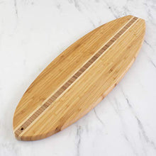 Load image into Gallery viewer, Totally Bamboo surfboard cutting board, 23x7.5 Inches