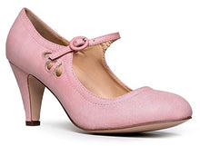Load image into Gallery viewer, Kitten Heels Mary Jane Pumps By Zooshoo- Adorable Vintage Shoes- Unique Round Toe Design With An Adjustable Strap,Rose Pink,5.5 B(M) US