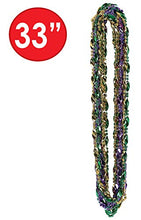 Load image into Gallery viewer, Beistle Swirl Beaded Necklaces 12 Piece Mardi Gras Party Supplies, 33", Gold/Green/Purple
