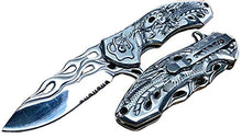 Load image into Gallery viewer, Folding Pocket Knife 8" Spring Assisted Tactical Knife with Stainless Steel 3" Blade for Tactical Rescue, Self Defense, Hunting, Survival Glass Breaker Knives by Super Knife (Chrome)
