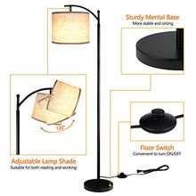 Load image into Gallery viewer, Rottogoon Floor Lamp for Living Room, LED Standing Lamp with 2 Lamp Shades Tall Industrial Arc Floor Lamp Reading for Bedroom, Office, Study Room (9W LED Bulb, Beige & Gray Shades Included)