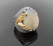 Load image into Gallery viewer, KAR Rare Find 925K Sterling Silver Yemeni Agate(Aqeeq) Men's Ring P5C (11)