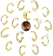 Load image into Gallery viewer, BESTEEL Adjustable Ear Cuff Earrings for Women Chunky Ear Cuff Non-Piercing Pearl Ear Cuff Clip On Cartilage Helix Wrap Ear Jewelry Set