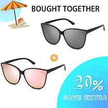 Load image into Gallery viewer, LVIOE 2PACK 1627Black/Grey+1627Black/Rose Oversized Polarized Cat Eyes Sunglasses for Women