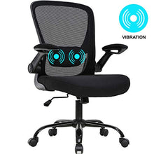 Load image into Gallery viewer, Office Chair Ergonomic Desk Chair Mesh Computer Chair Swivel Rolling Mid Back Task Chair with Lumbar Support Flip-up Arms Massage Adjustable Chair for Women Adults(Black)