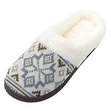 Load image into Gallery viewer, LseLom Fair Isle Slippers for Women Sweater Knit Slippers with Rubber Soles Womens Slippers Indoor Outdoor Fuzzy House Slippers Warm Cozy House Shoes Beige Size 6