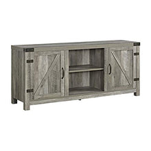 Load image into Gallery viewer, Walker Edison Furniture Company Farmhouse Barn Wood Universal Stand for TV's up to 64" Flat Screen Living Room Storage Cabinet Doors and Shelves Entertainment Center, 58 Inch, Grey Wash