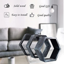 Load image into Gallery viewer, LMLFTrend Hexagon Shelves Wooden Honeycomb Wall Mounted Modern Geometric Deep Floating Shelves Decor for Bedroom, Living Room, Bathroom(Set of 3, Forest Grey)