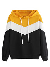 Load image into Gallery viewer, SweatyRocks Women's Long Sleeve Color Block Pullover Hoodie Sweatshirt Tops Black-Yellow S