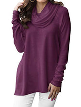 Load image into Gallery viewer, Minclouse Women's Long Sleeve Cowl Neck Sweater Pullover Turtleneck Casual Loose Sweatshirts Tunic Tops