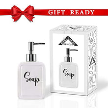 Load image into Gallery viewer, Home Acre Designs Farmhouse Soap Dispenser – 13oz, Ceramic, White Hand Pump for Soap – Rustic Kitchen & Bathroom Accessories for Home
