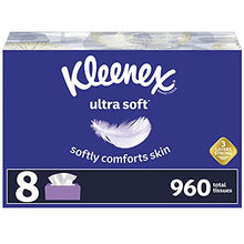 Load image into Gallery viewer, Kleenex Ultra Soft Facial Tissues, 8 Flat Boxes, 120 Tissues per Box (960 Total Tissues)