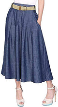 Load image into Gallery viewer, Kaachli Women's Midi Denim Skirt (with a Belt), Blue, (XL)