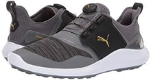 Load image into Gallery viewer, Puma Golf Men's Ignite Nxt Disc Golf Shoe, Quiet Shade-Puma Team Gold-Puma Black, 12 M US