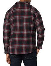 Load image into Gallery viewer, Amazon Essentials Men's Slim-fit Long-Sleeve Solid Flannel Shirt, Black/Burgundy Plaid, Medium