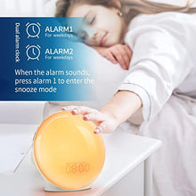 Load image into Gallery viewer, Sunrise Alarm Clock, Wake Up Light Full Screen, Fluent Color No Shadow, 320 Lux Sunrise Simulation, Digital Alarm Clock for Bedrooms Radio Heavy Sleepers Adults Kids, 8 Nature Sounds & Snooze(1Pack)