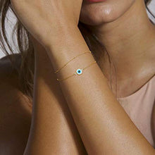 Load image into Gallery viewer, Dainty Layered Evil Eye Bracelets for Women, 14K Gold Filled Adjustable Layering Bead Chain Bracelet Handmade Gold Layered Round Evil Eye Bracelets for Women Jewelry(Round Evil Eye & Bead Chain)