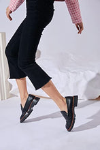 Load image into Gallery viewer, Reitoye Women's Loafers Platform Low Chunky Heel Leather Loafer Shoes US 7 Black