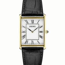 Load image into Gallery viewer, Seiko Men's Stainless Steel Japanese Quartz Dress Watch with Leather Strap, Black, 10 (Model: SWR052)