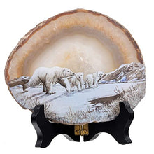 Load image into Gallery viewer, mookaitedecor Bundle - 2 Items: Dragon Blood Jasper Crystal Egg with Stone Stand & Natural Agate Slice Art Print Polar Bear Table Display with Wooden Stand for Home Decor