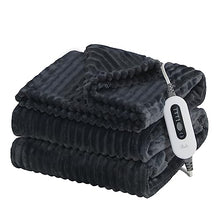 Load image into Gallery viewer, Reaks Heated Electric Blanket Throw - 50" x 60", with 4 Fast Heating Levels & 3 Hours Auto Off, Soft Flannel Heating Blankets for Home Office, UL&FCC Certification, Machine Washable, Dark Grey