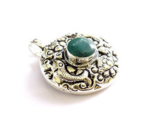 Load image into Gallery viewer, Handmade Tibetan Ethnic Tribal Gypsy Authentic Turquoise Gemstone Pendant for Woman & Men 925 Oxidized Silver Plated Round Fashion Fish Engraving Boho Amulet Pendant Jewelry