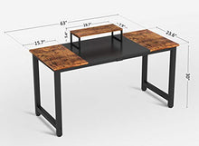 Load image into Gallery viewer, CubiCubi Computer Office Desk 63", Study Writing Table, Modern Simple Style PC Desk with Splice Board, Black and Rustic Brown