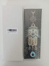 Load image into Gallery viewer, Erbulus Turkish Blue Hamsa Hand of Mother Fatima Evil Eye Wall Hanging Ornament - Turkish Nazar Bead Amulet – Good Luck Charm Gift -Metal Home Protection Decor in a Box