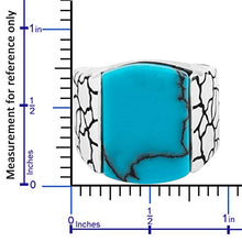 Load image into Gallery viewer, Chicotta Men’s Sterling Silver Statement Ring with Large Flat-top Onyx/Turquoise Gemstone (12, Antique Turquoise)