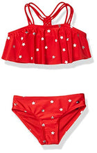 Load image into Gallery viewer, Tommy Hilfiger Girls' Two-Piece Swimsuit, Foil Star Flounce Chinese Red, 5