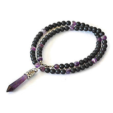 Load image into Gallery viewer, Amethyst & Onyx February Birthstone Handmade Beaded Crystal Jewelry New Age Long Men's Necklace