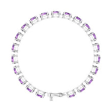 Load image into Gallery viewer, Solid Sterling Silver 6x4mm Oval Cut 7 CTW Natural Ourple Amethyst Brilliant Sparkle Tennis Bracelet for Women, Box Chain with Safety