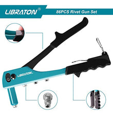 Load image into Gallery viewer, Rivet Gun, Rivet Gun Kit, Pop Rivet Gun, 80PCs Metal Rivets and 4 Drill Bits, Heavy Duty Hand Riveter, Rivet Gun Tool for Metal, Automotive, Blind Rivets 3/32" 1/8" 5/32" 3/16"