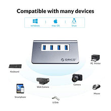Load image into Gallery viewer, ORICO 4 Port USB 3.0 Unibody Aluminum Portable Data Hub with 3.3ft Extension Cable for MacBook Pro/Mini, iMac, XPS, Surface Pro, Notebook PC, USB Flash Drives, Mobile HDD - Space Gray