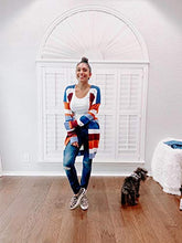 Load image into Gallery viewer, ECOWISH Womens Floral Striped Draped Kimono Cardigan Long Sleeve Open Front Casual Knit Sweaters Coat Floral L
