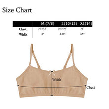 Load image into Gallery viewer, Popular Cotton Girls Training Bra - Crop Cami Training Bras for Girls w Adjustable Straps. Bra Pack 5 PK Brights 10/12
