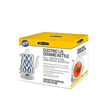 Load image into Gallery viewer, BELLA 1.2 Liter Electric Ceramic Tea Kettle with Detachable Base & Boil Dry Protection, Blue Aztec, Electric Tea Kettle with Automatic Shut Off & Detachable Swivel Base (13724)