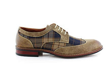 Load image into Gallery viewer, Ferro Aldo Phillip MFA19312 Mens Classic Brogue Wingtip Perforated Oxford Derby Dress Shoes (5.5, Brown Plaid, 5.5)