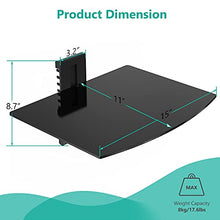 Load image into Gallery viewer, WALI Floating Entertainment Center Shelves, Holds Up to 17.6lbs, TV Shelf with Strengthened Tempered Glasses for DVD Players, Cable Boxes, Games Consoles, TV Accessories (CS201B), 1 Shelf, Black