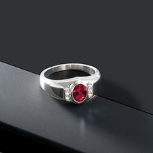 Load image into Gallery viewer, Gem Stone King Men's 925 Sterling Silver Red Created Ruby and White Created Sapphire Ring (1.21 Ct) (Size 10)