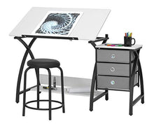Load image into Gallery viewer, SD Studio Designs 13326 Comet Center with Stool, Black/White, 50" W x 23.75" D x 29.5" H