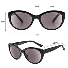 Load image into Gallery viewer, VITENZI Full Reader Sunglasses Cat Eye Readers for Reading Under The Florence Sun in Black 1.50