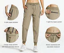 Load image into Gallery viewer, Libin Women's Cargo Joggers Lightweight Quick Dry Hiking Pants Athletic Workout Lounge Casual Outdoor, Khaki XL