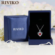 Load image into Gallery viewer, RIVIKO Heart Birthstone Pendant Necklace for Women 925 Sterling Silver Zirconia January Necklaces Christmas Valentine's Day Mothers Day Jewelry Gifts For Girls Mother Wife